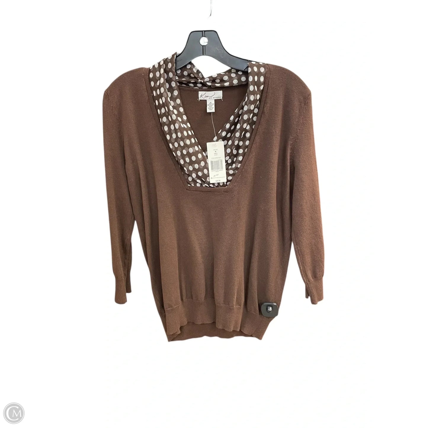 Top Long Sleeve By Kim Rogers In Brown, Size: M