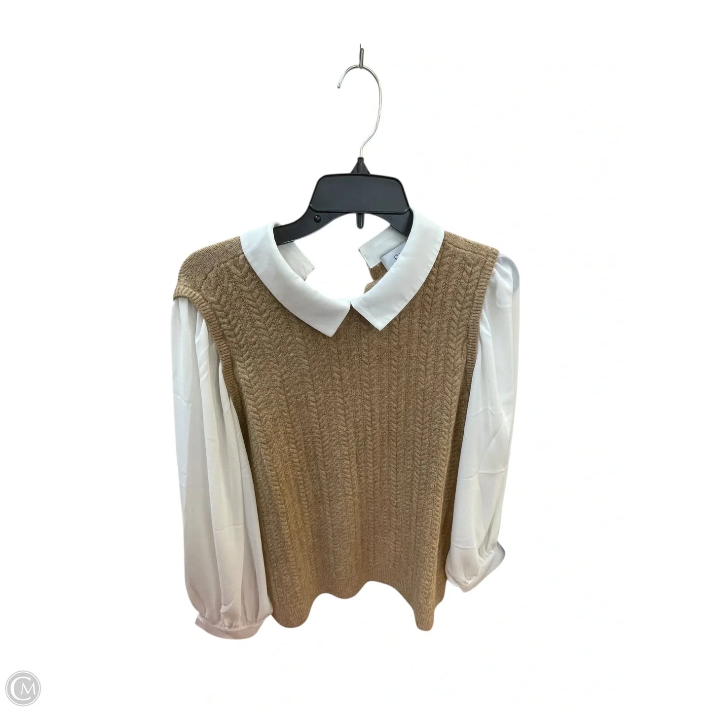Top Long Sleeve By Cece In Beige, Size: L