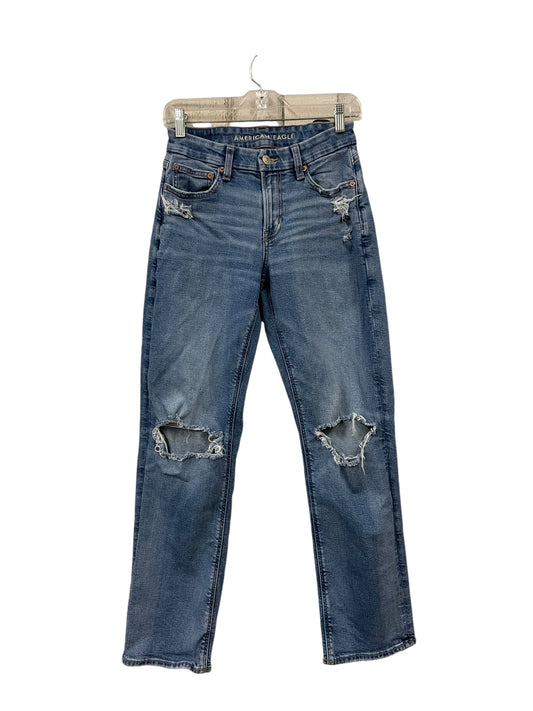 Jeans Straight By American Eagle In Blue Denim, Size: 4