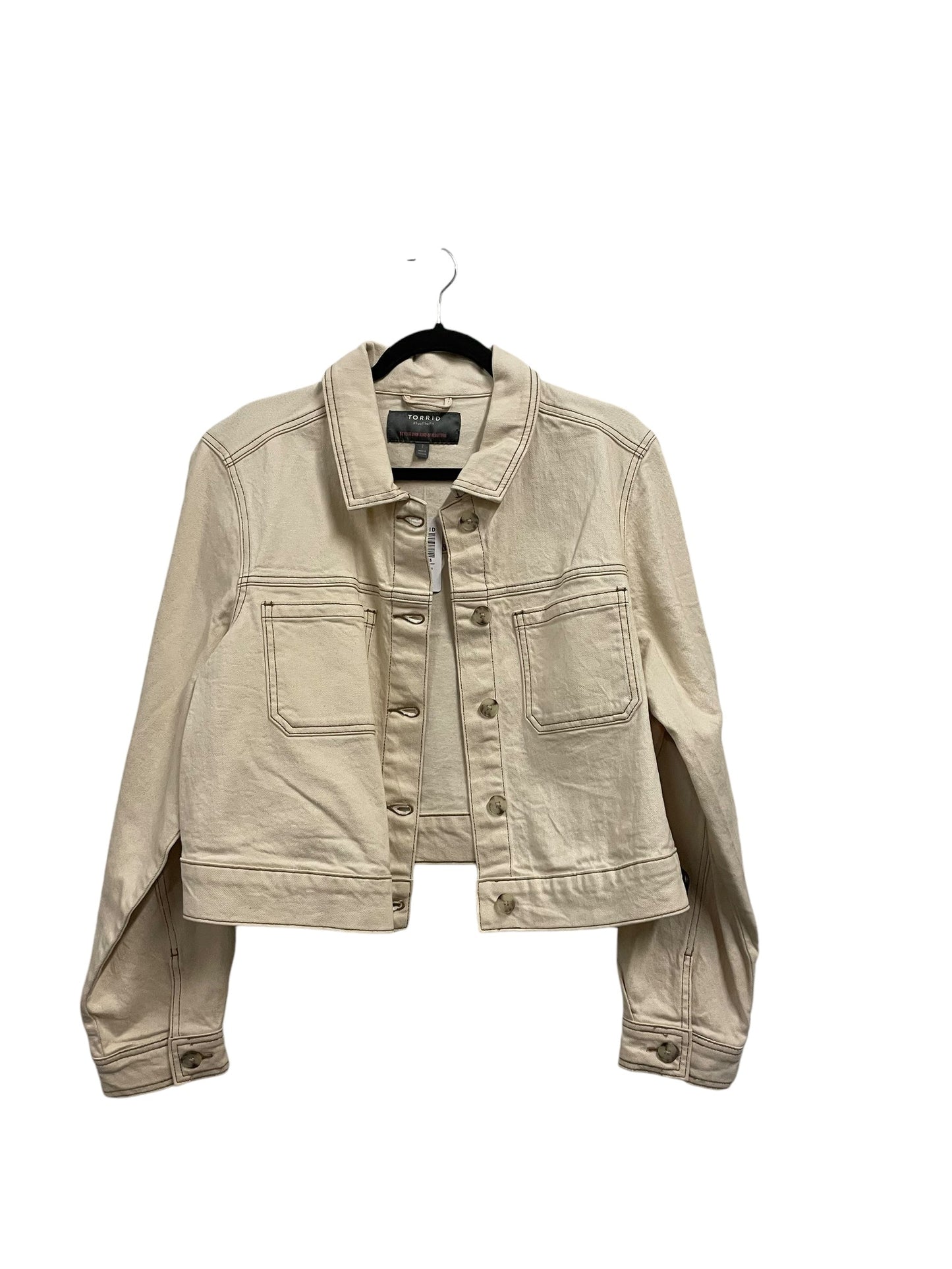 Jacket Denim By Torrid In Beige, Size: 2x