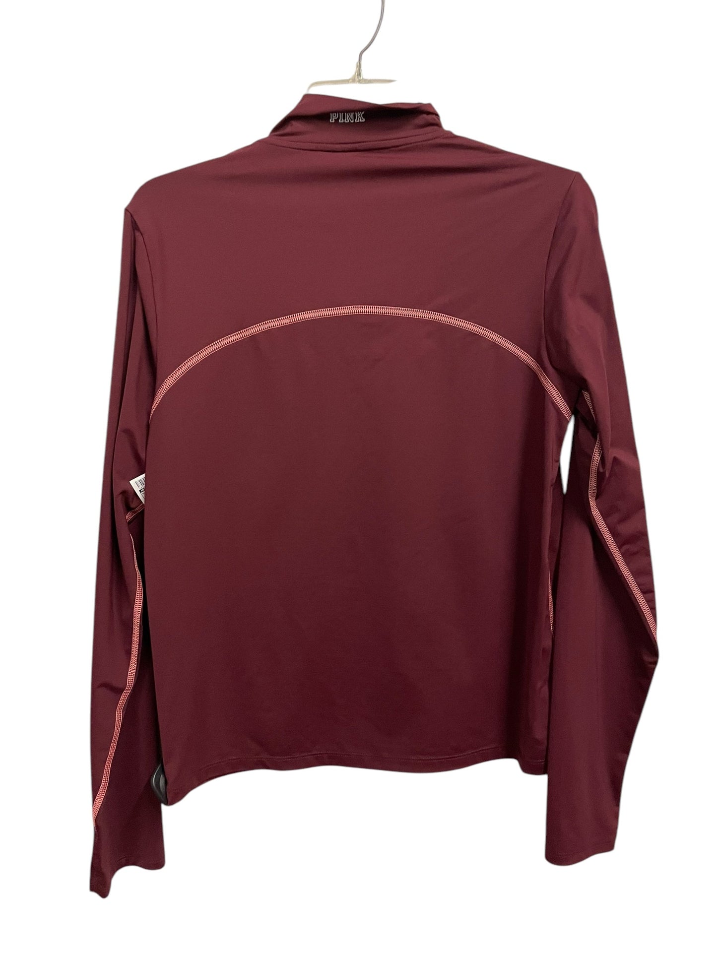 Athletic Top Long Sleeve Collar By Pink In Maroon, Size: L