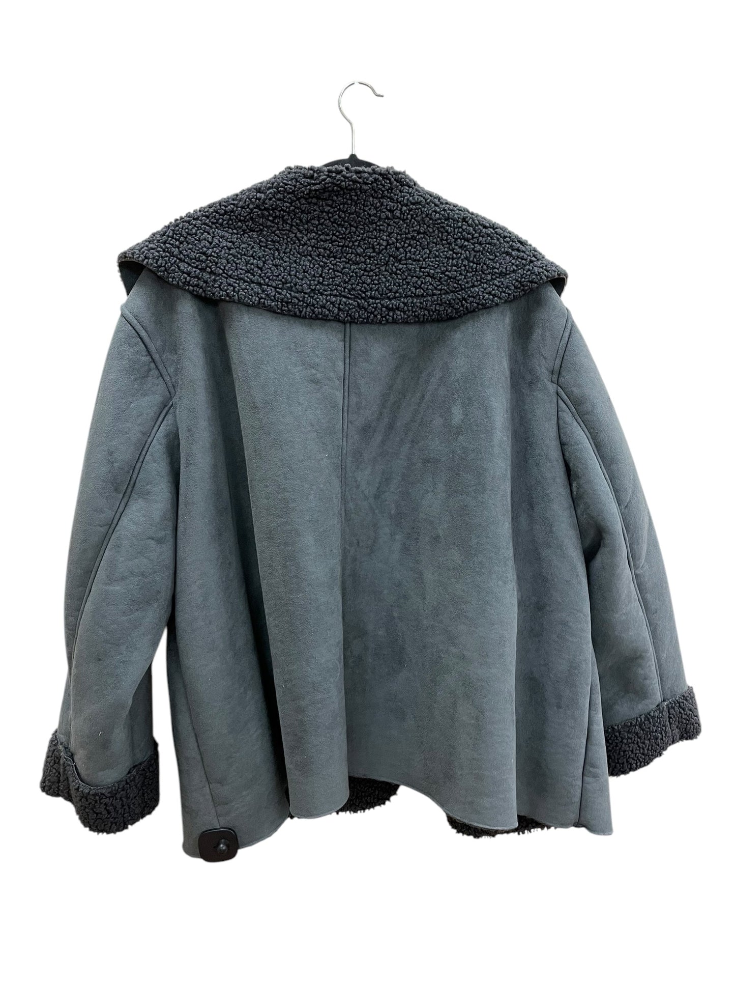 Coat Faux Fur & Sherpa By Ana In Grey, Size: 3x