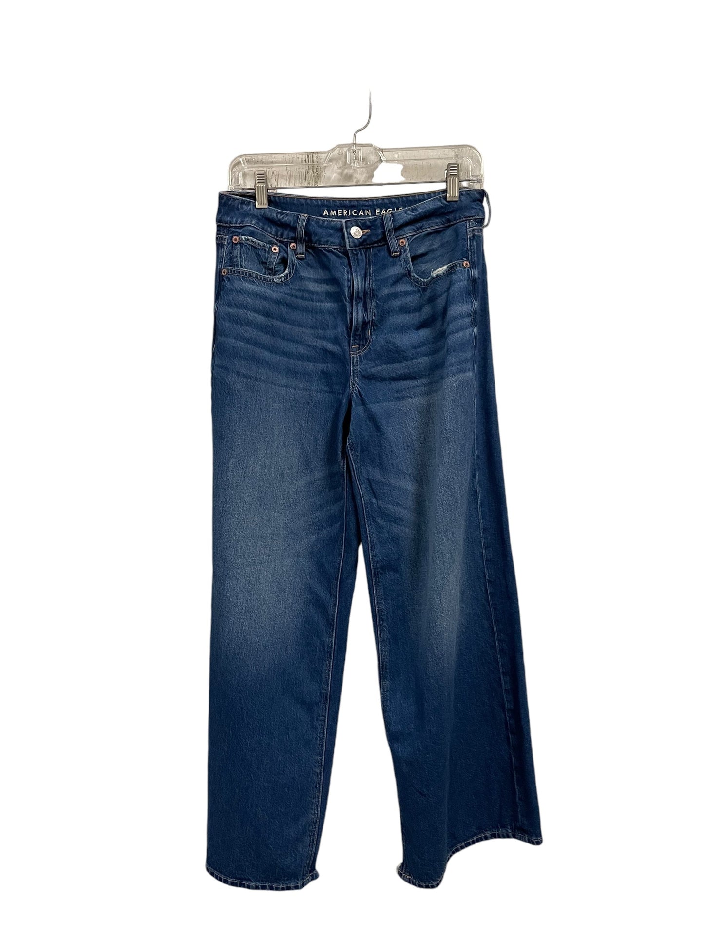 Jeans Wide Leg By American Eagle In Blue Denim, Size: 4