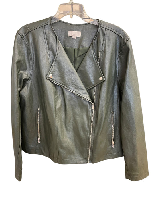 Jacket Leather By Loft In Green, Size: 1x