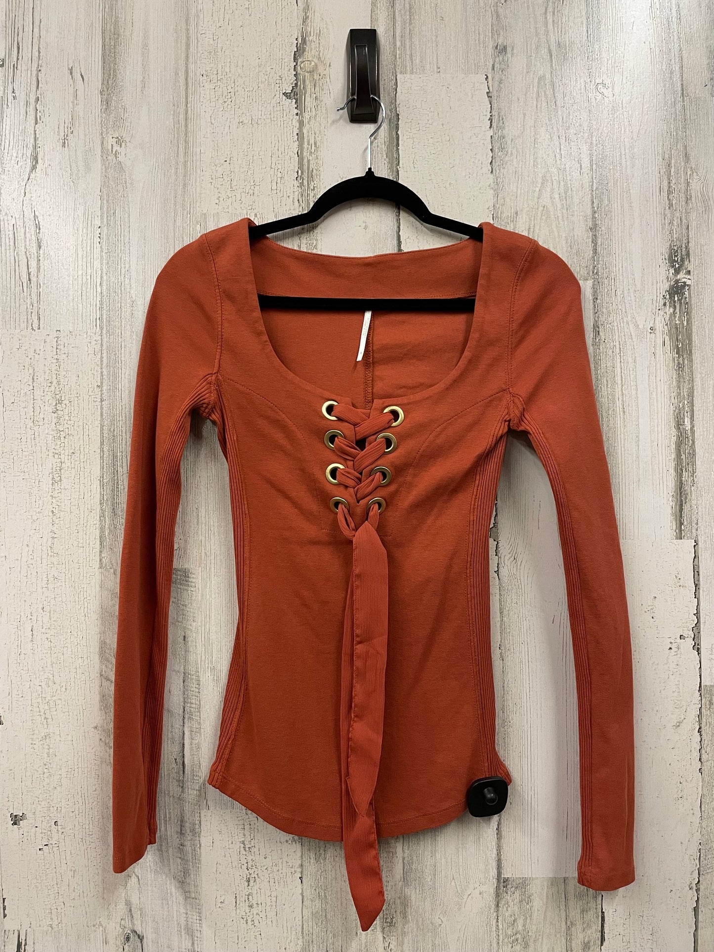 Top Long Sleeve By Free People In Orange, Size: S