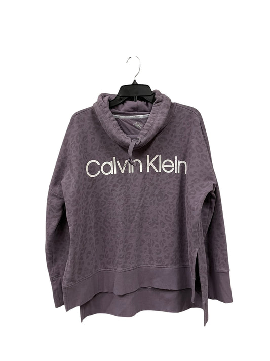 Sweatshirt Hoodie By Calvin Klein In Purple, Size: L