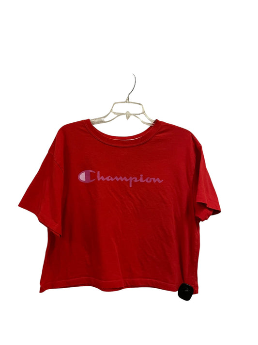 Athletic Top Short Sleeve By Champion In Red, Size: L