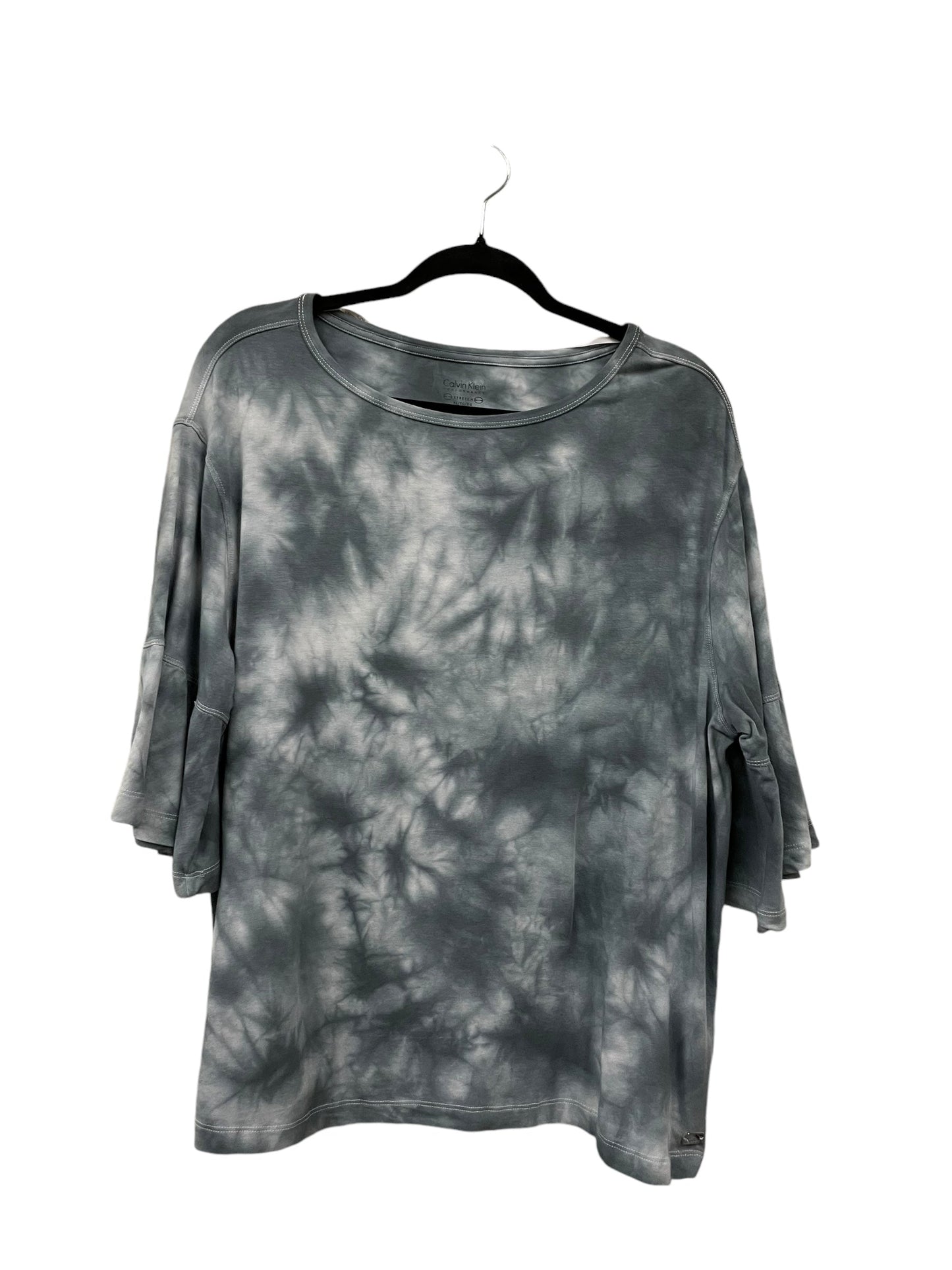 Top Long Sleeve By Calvin Klein In Grey, Size: Xl