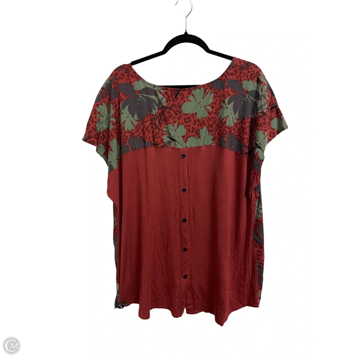 Top Short Sleeve By Evri In Floral Print, Size: 1x