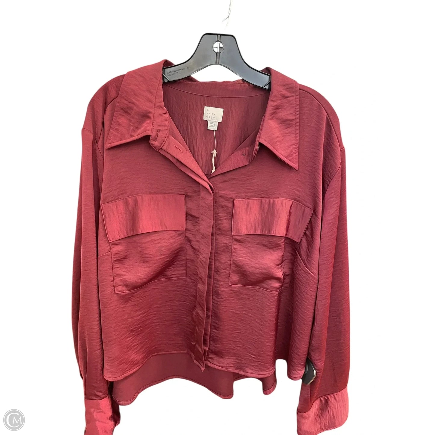 Top Long Sleeve By A New Day In Red, Size: 2x