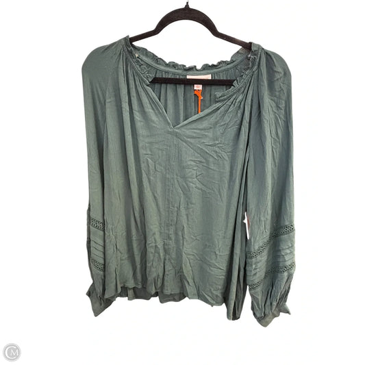 Top Long Sleeve By Knox Rose In Green, Size: L