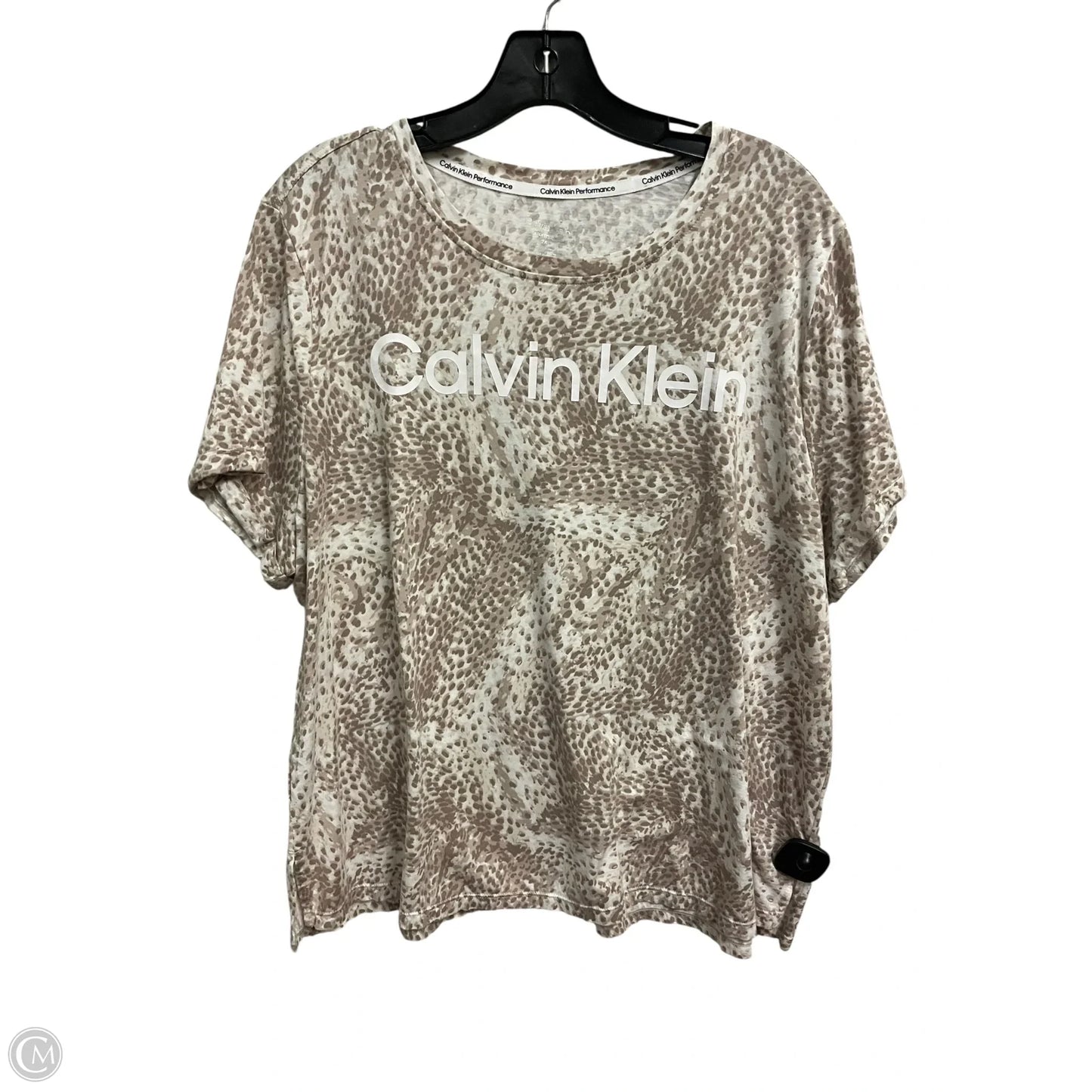 Top Short Sleeve By Calvin Klein In Animal Print, Size: 2x
