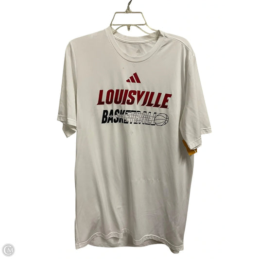 Athletic Top Short Sleeve By Adidas In White, Size: L