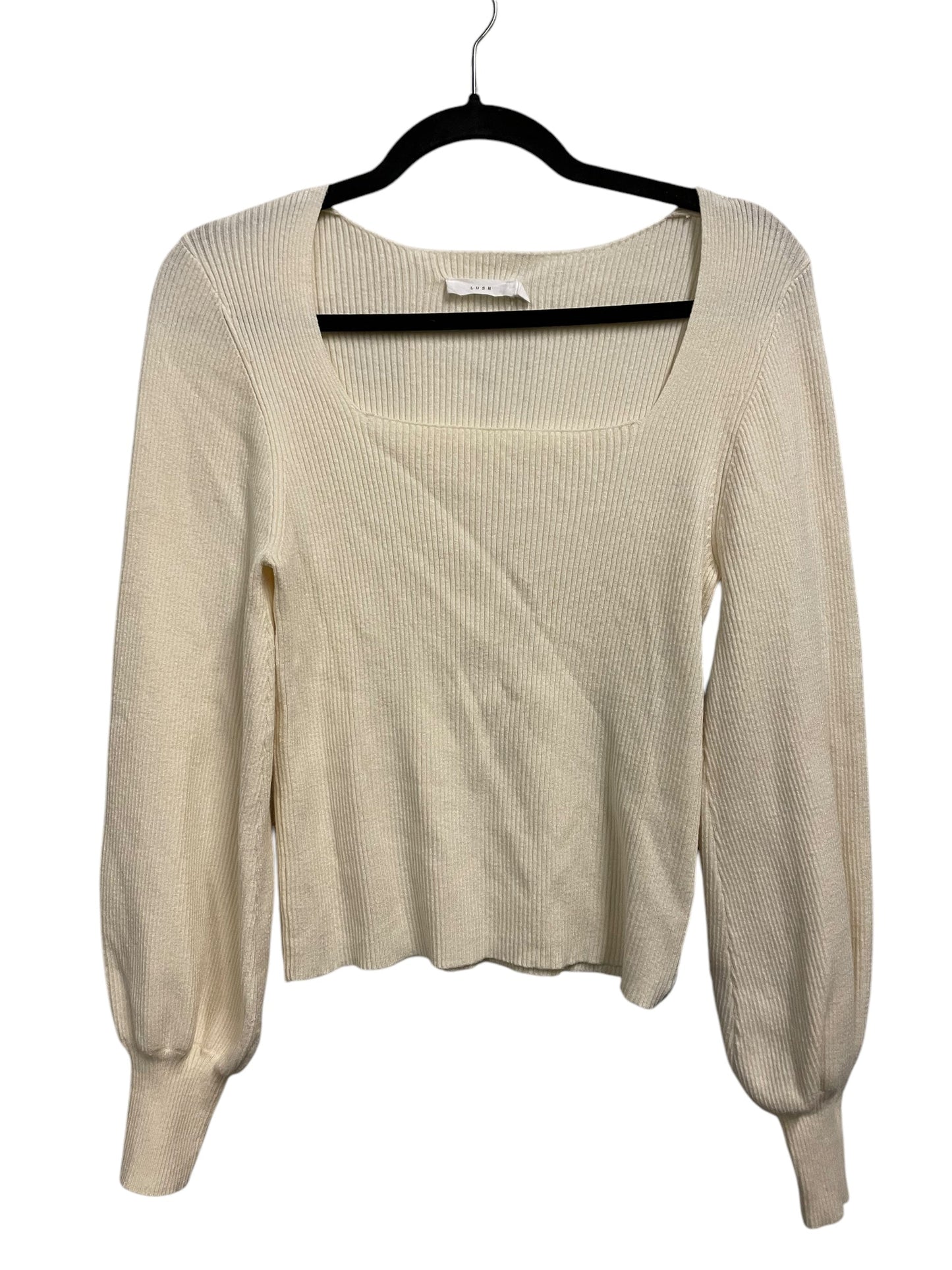 Top Long Sleeve Basic By Lush In Cream, Size: L