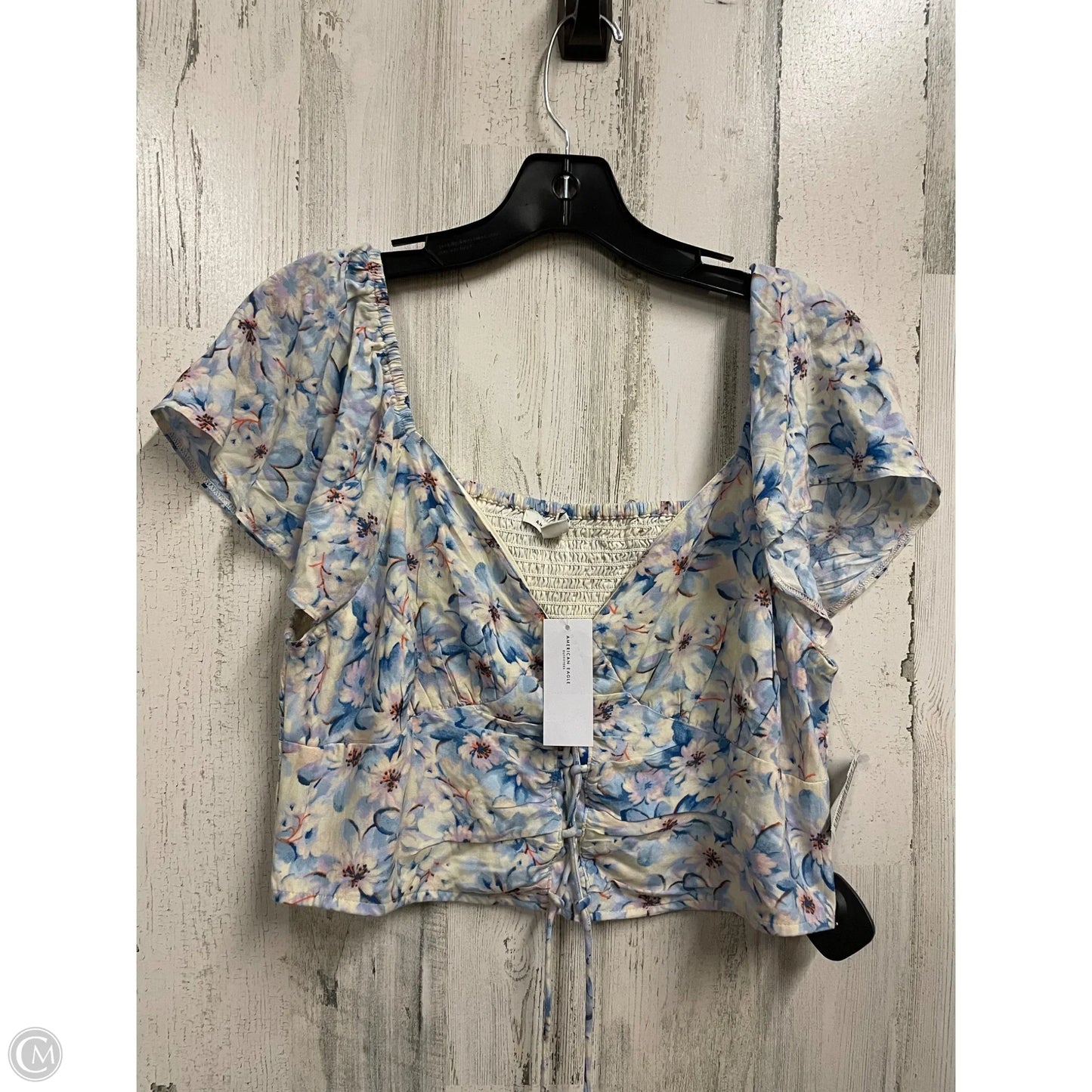 Top Short Sleeve By American Eagle In Floral Print, Size: L