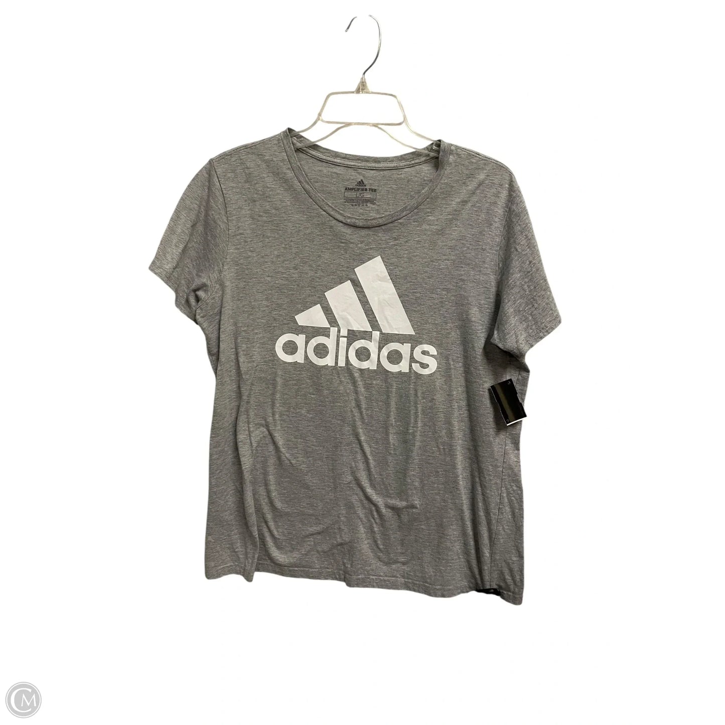 Athletic Top Short Sleeve By Adidas In Grey, Size: L