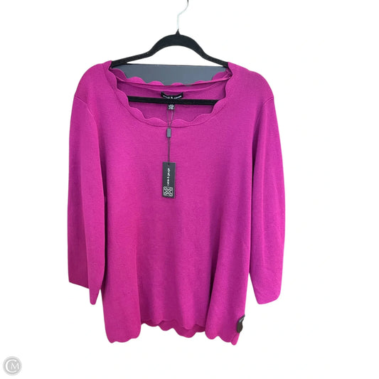 Top 3/4 Sleeve By Cable And Gauge In Purple, Size: 1x