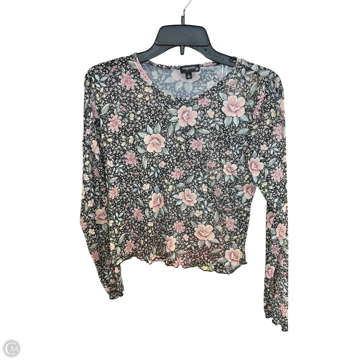 Top Long Sleeve By Originality In Black, Size: L