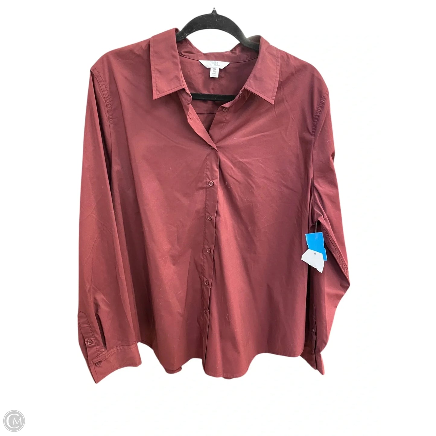 Top Long Sleeve By Time And Tru In Maroon, Size: 2x