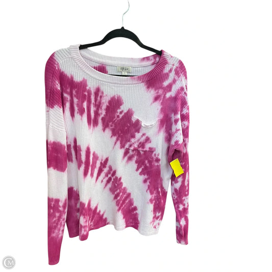 Top Long Sleeve By Style And Company In Pink & White, Size: 2x