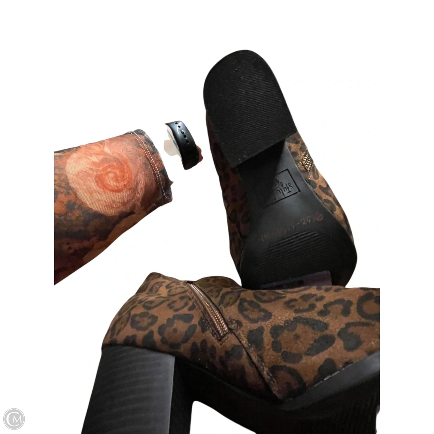 Boots Ankle Heels By Style And Company In Animal Print, Size: 9.5