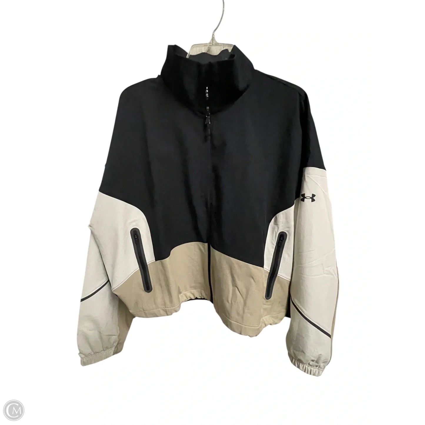 Athletic Jacket By Under Armour In Black & Tan, Size: L