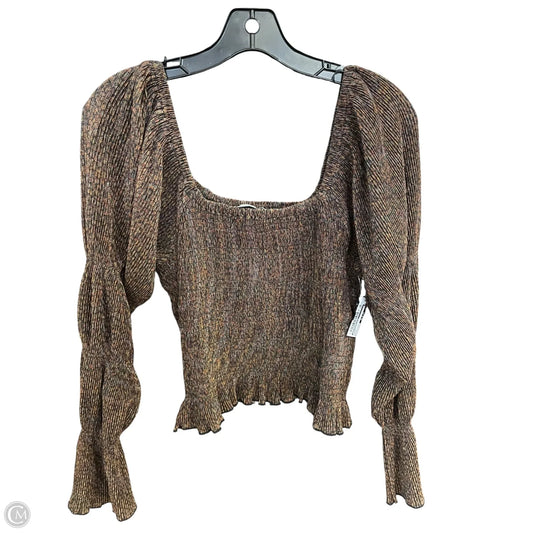 Top Long Sleeve By Anthropologie In Brown, Size: L