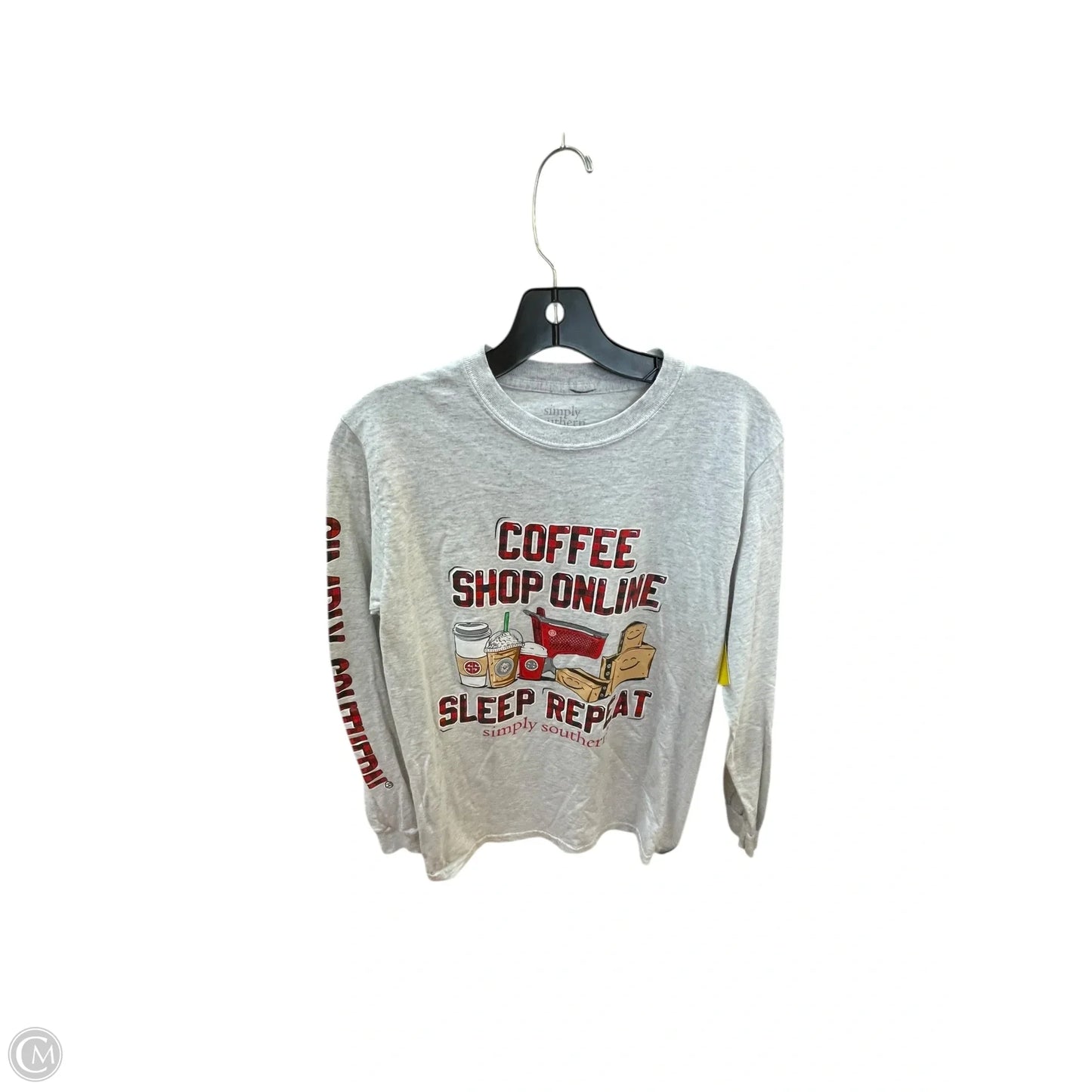 Top Long Sleeve Basic By Simply Southern In Grey, Size: S