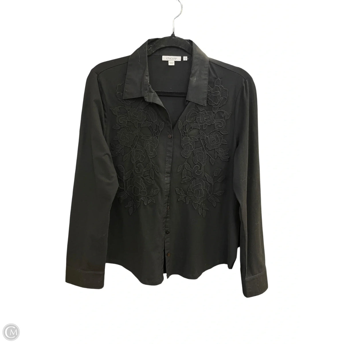 Top Long Sleeve By Chicos In Black, Size: M