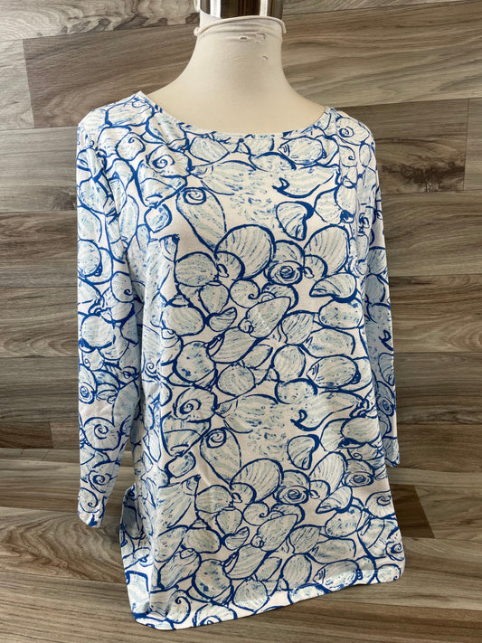 Blue & White Top Long Sleeve Talbots, Size Xl