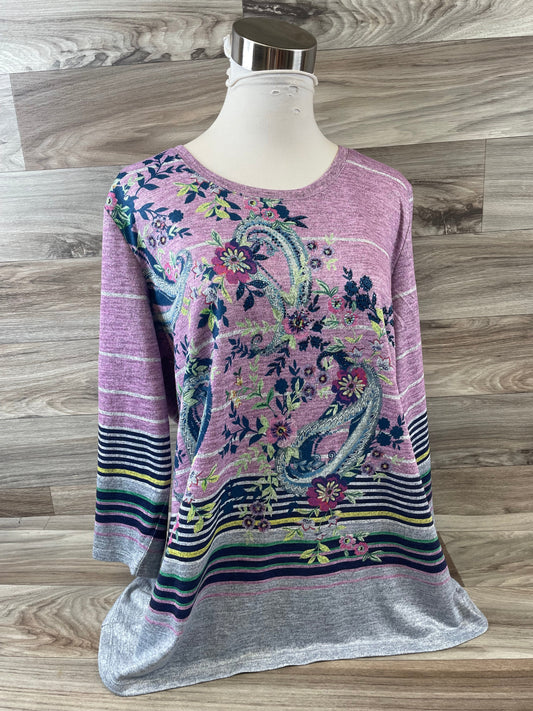 Purple & Yellow Top Long Sleeve Christopher And Banks, Size Xl