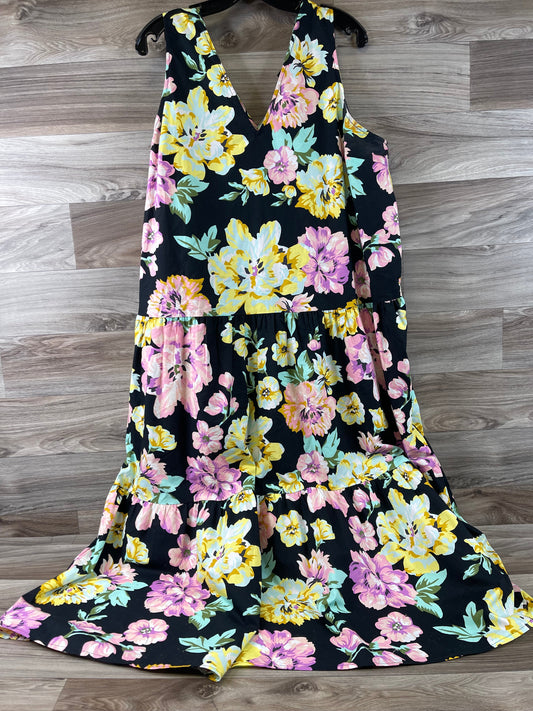 Floral Print Dress Casual Maxi Who What Wear, Size Xxl