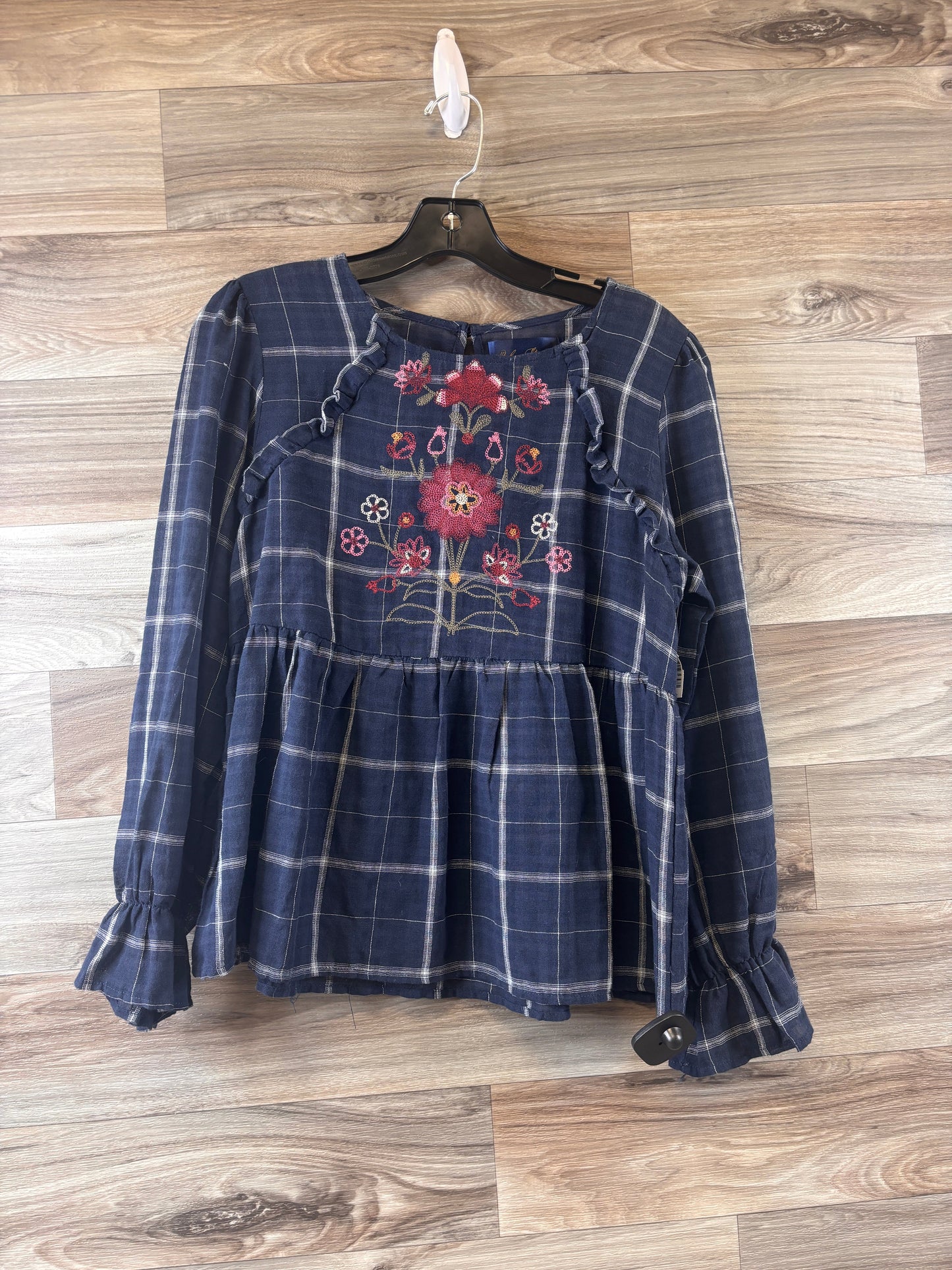 Top Long Sleeve By Blue Rain In Plaid Pattern, Size: S