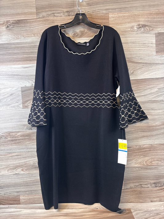 Dress Casual Midi By Nina Leonard In Black & Gold, Size: Xl