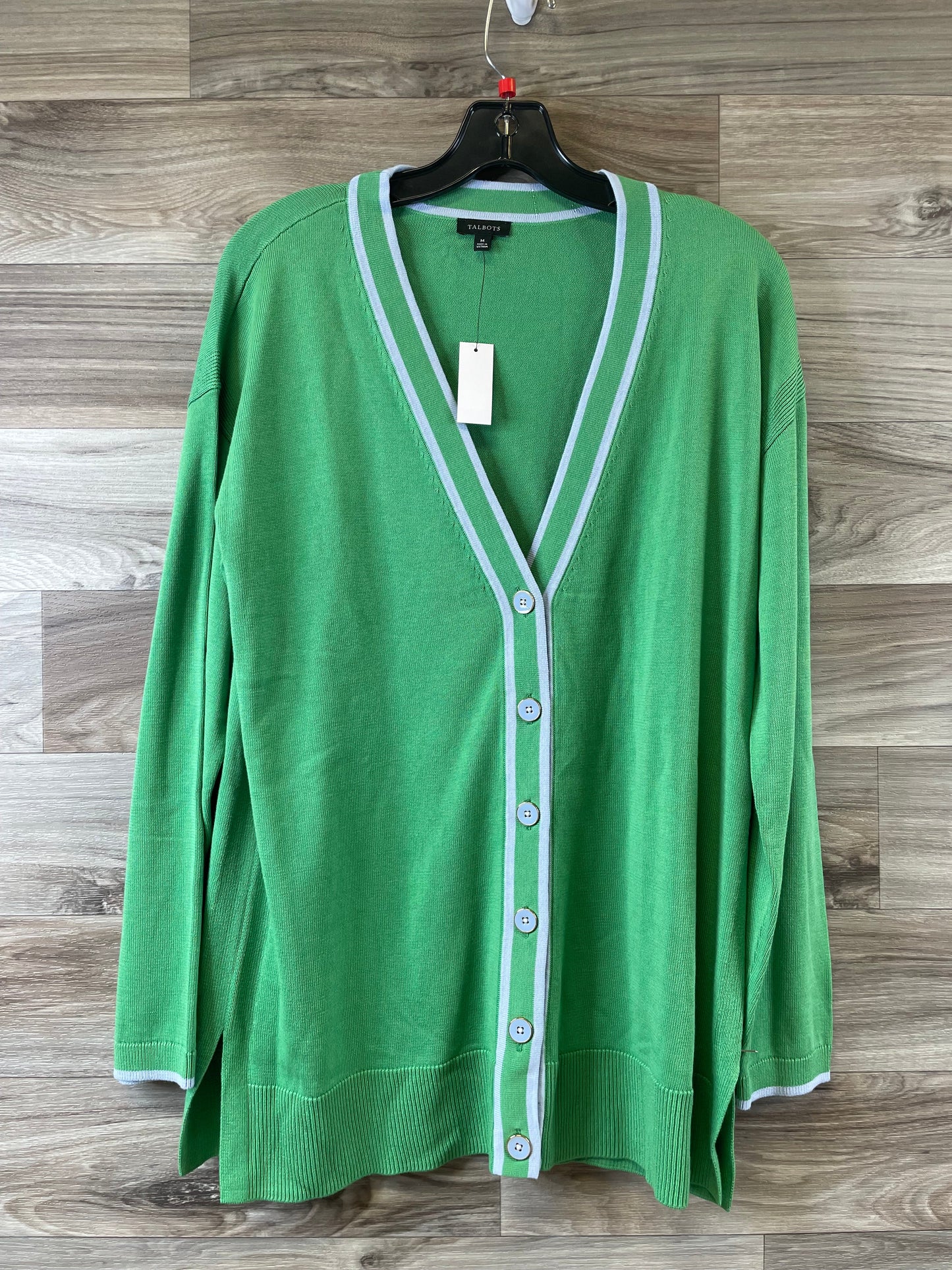 Sweater Cardigan By Talbots In Green, Size: M