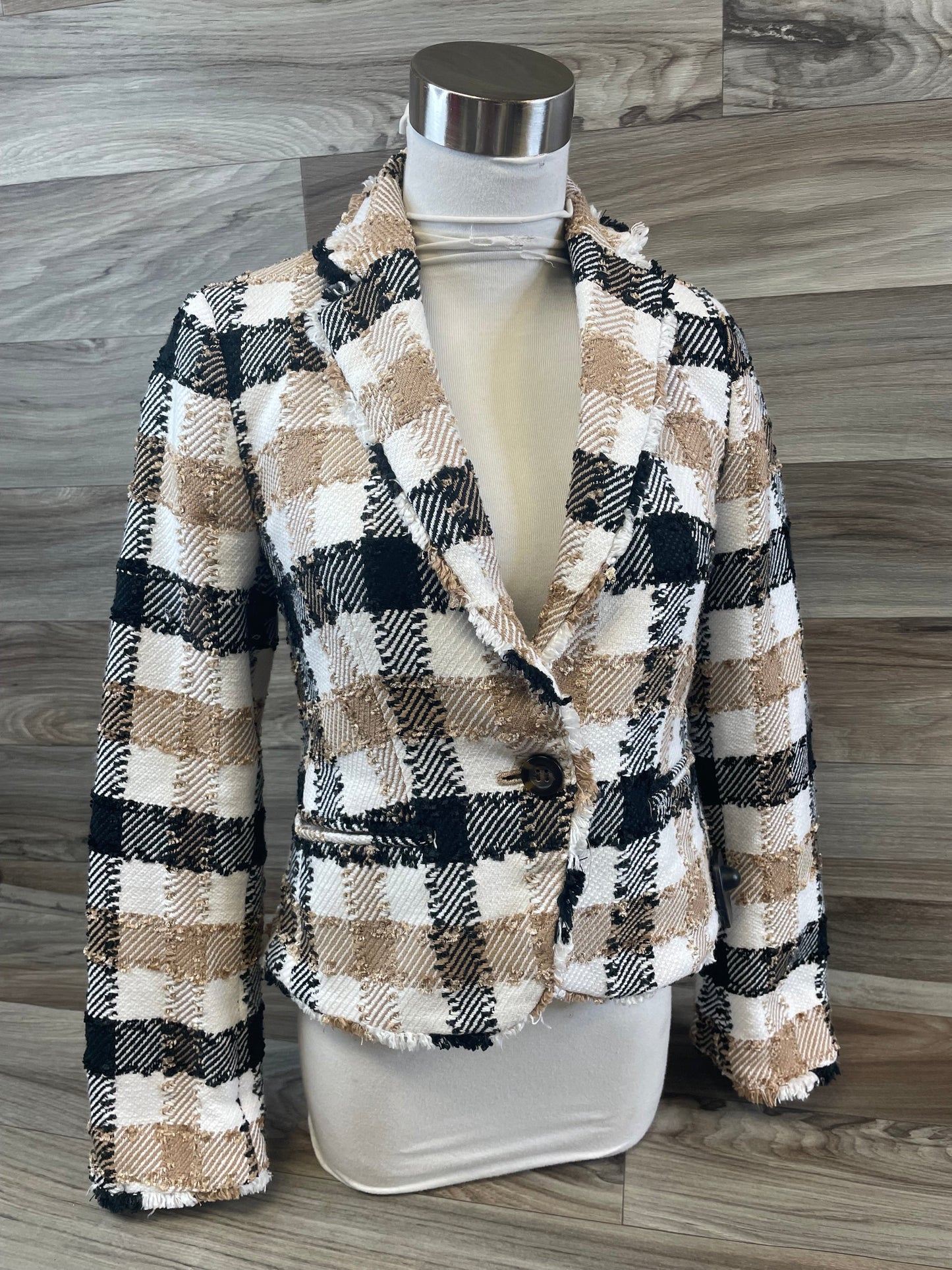 Blazer By Ann Taylor In Black & Tan, Size: 0p