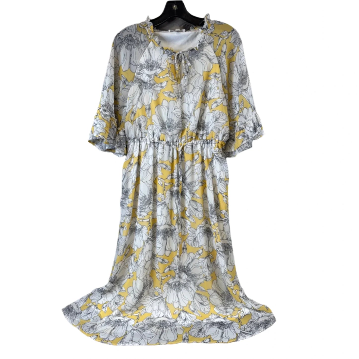 Dress Casual Midi By Clothes Mentor In Black & Yellow, Size: M