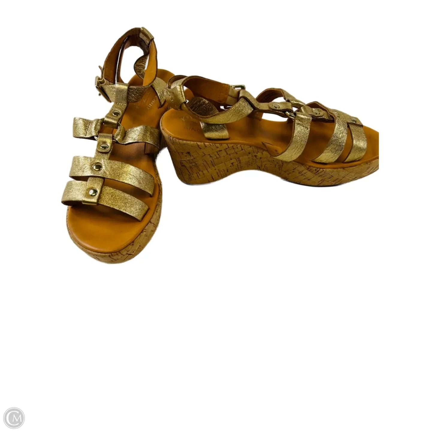 Sandals Heels Platform By Kork Ease In Gold, Size: 10