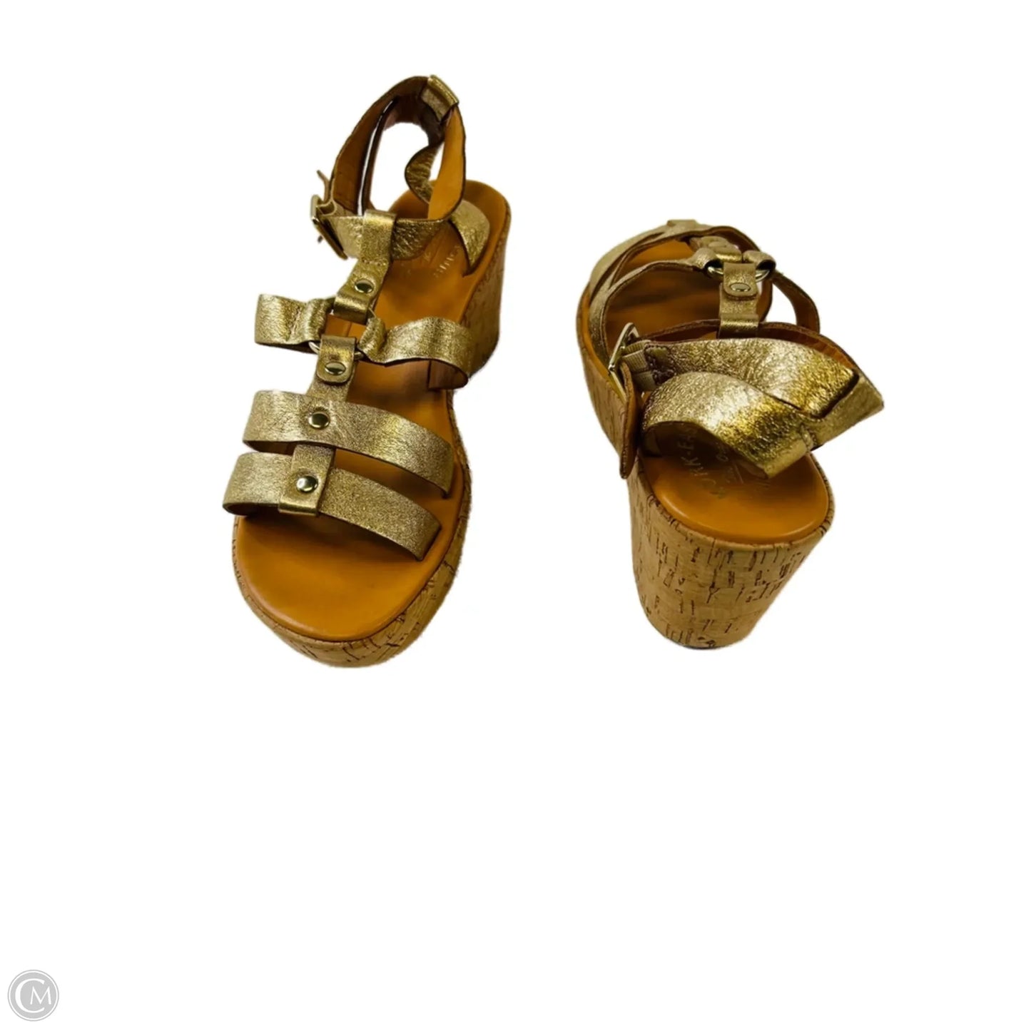 Sandals Heels Platform By Kork Ease In Gold, Size: 10