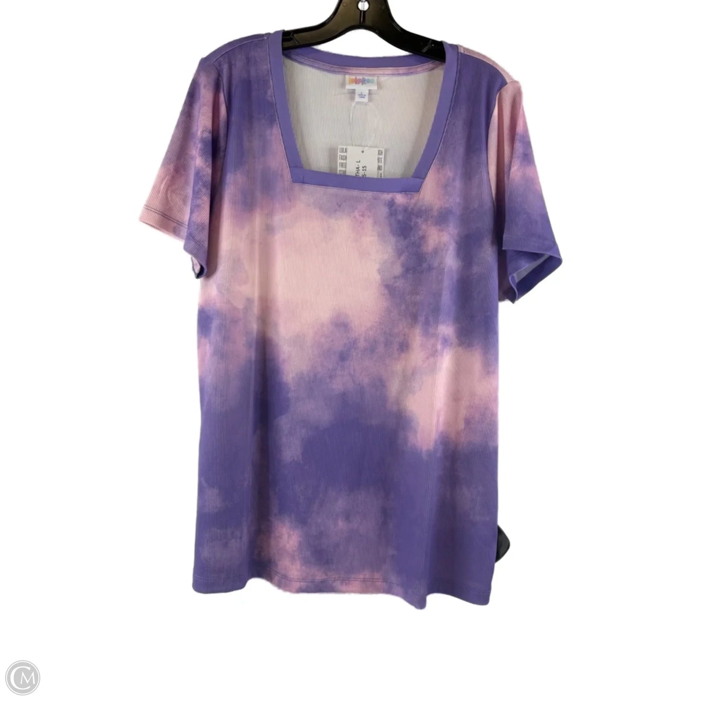 Top Short Sleeve Basic By Lularoe In Pink & Purple, Size: L