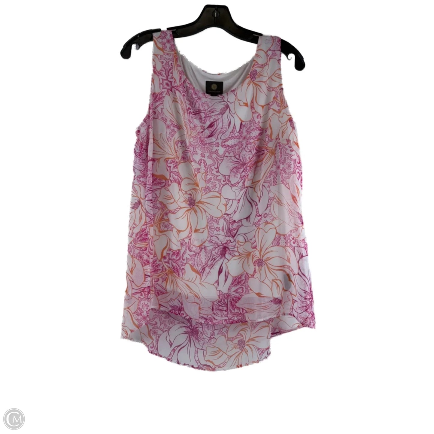 Top Sleeveless Basic By Jm Collections In Pink & White, Size: S