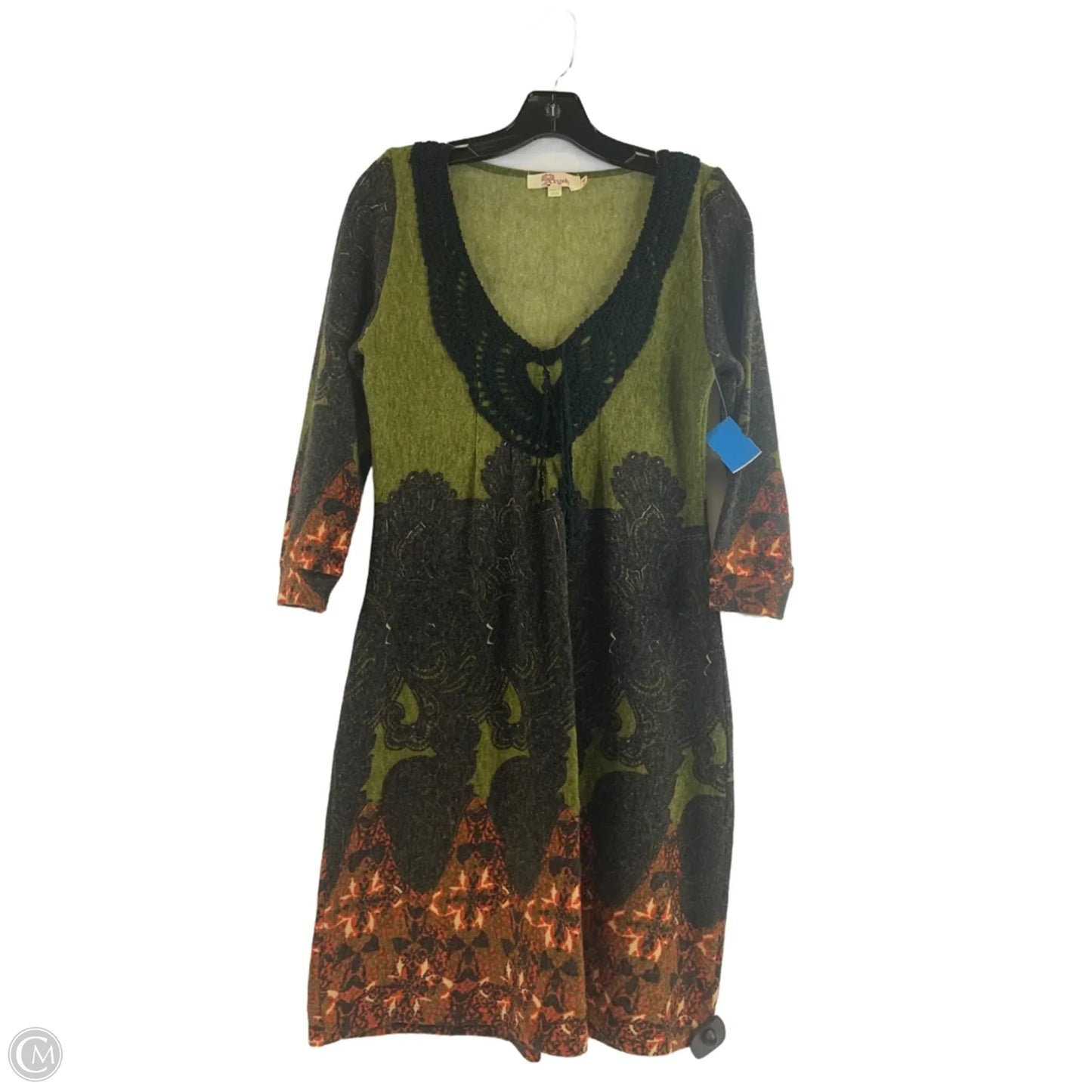 Dress Casual Midi By Clothes Mentor In Black & Green, Size: M