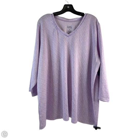 Top 3/4 Sleeve Basic By Croft And Barrow In Purple, Size: 2x