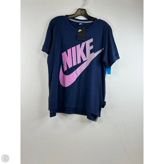 Athletic Top Short Sleeve By Nike Apparel In Blue & Pink, Size: M