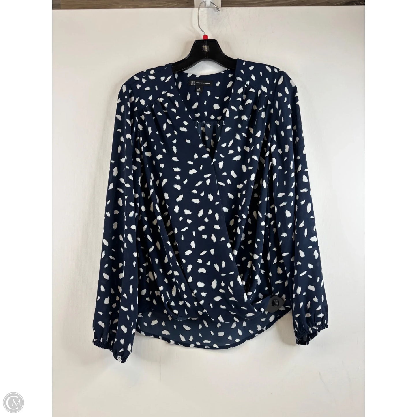 Top Long Sleeve By Inc In Blue & White, Size: S