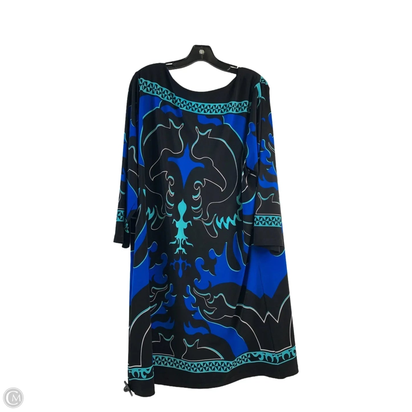 Dress Casual Midi By Diane Gilman In Black & Blue, Size: 1x