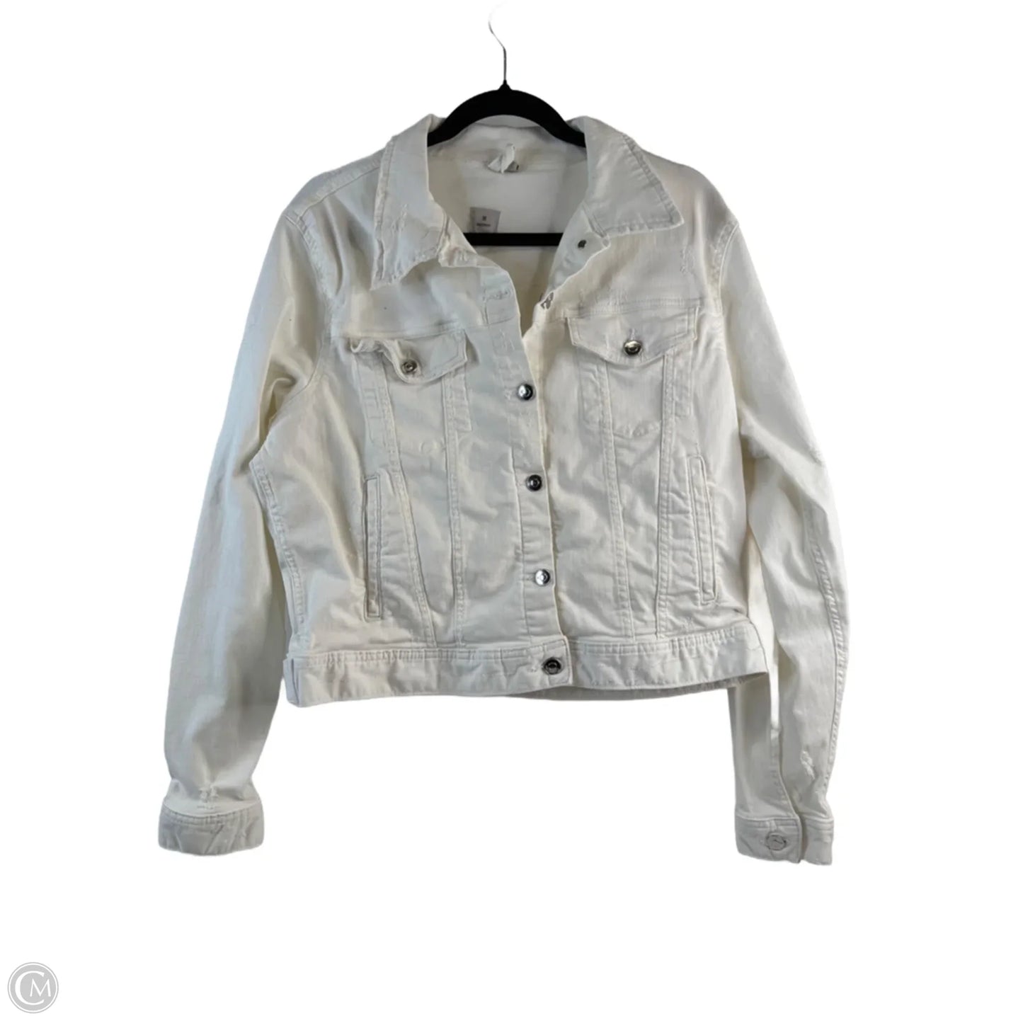 Jacket Denim By Madison In White Denim, Size: L