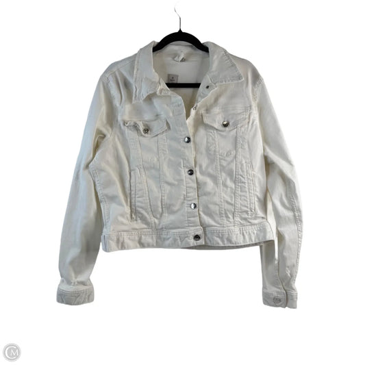 Jacket Denim By Madison In White Denim, Size: L