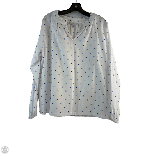 Top Long Sleeve By Croft And Barrow In Blue & White, Size: L