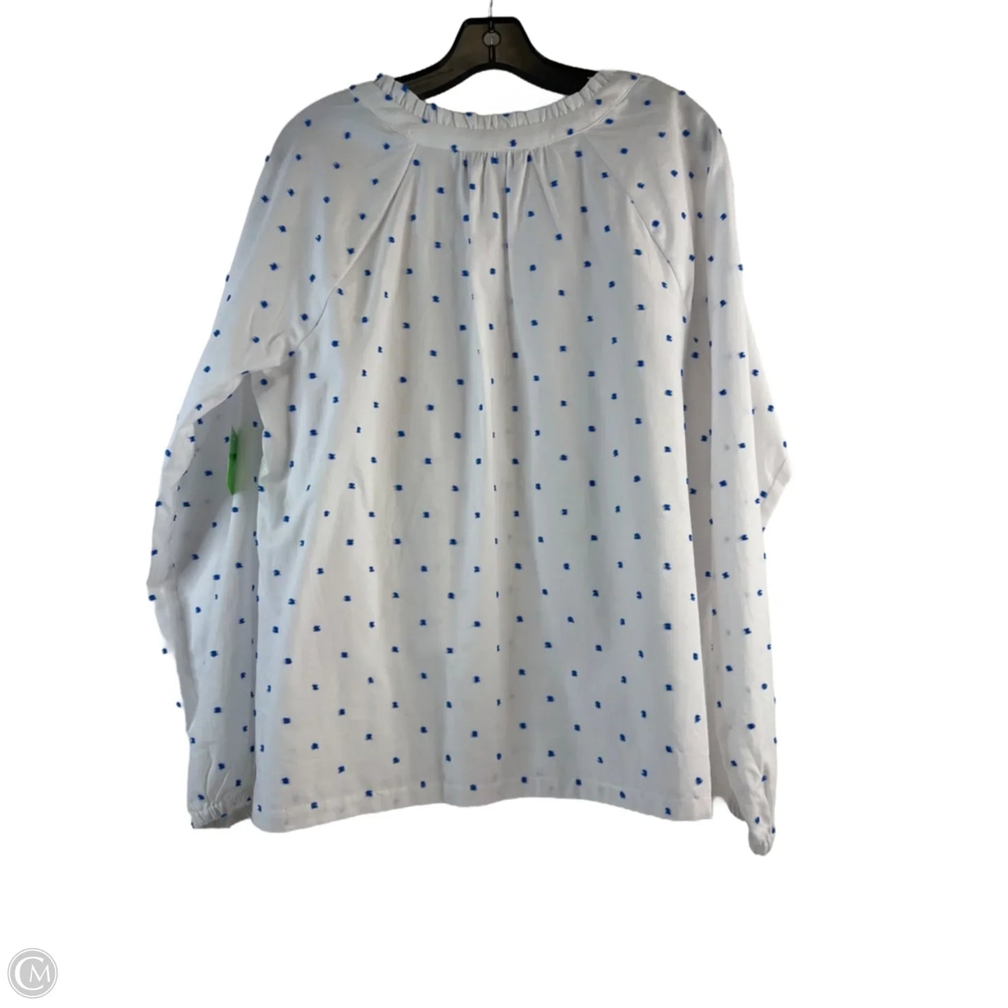 Top Long Sleeve By Croft And Barrow In Blue & White, Size: L